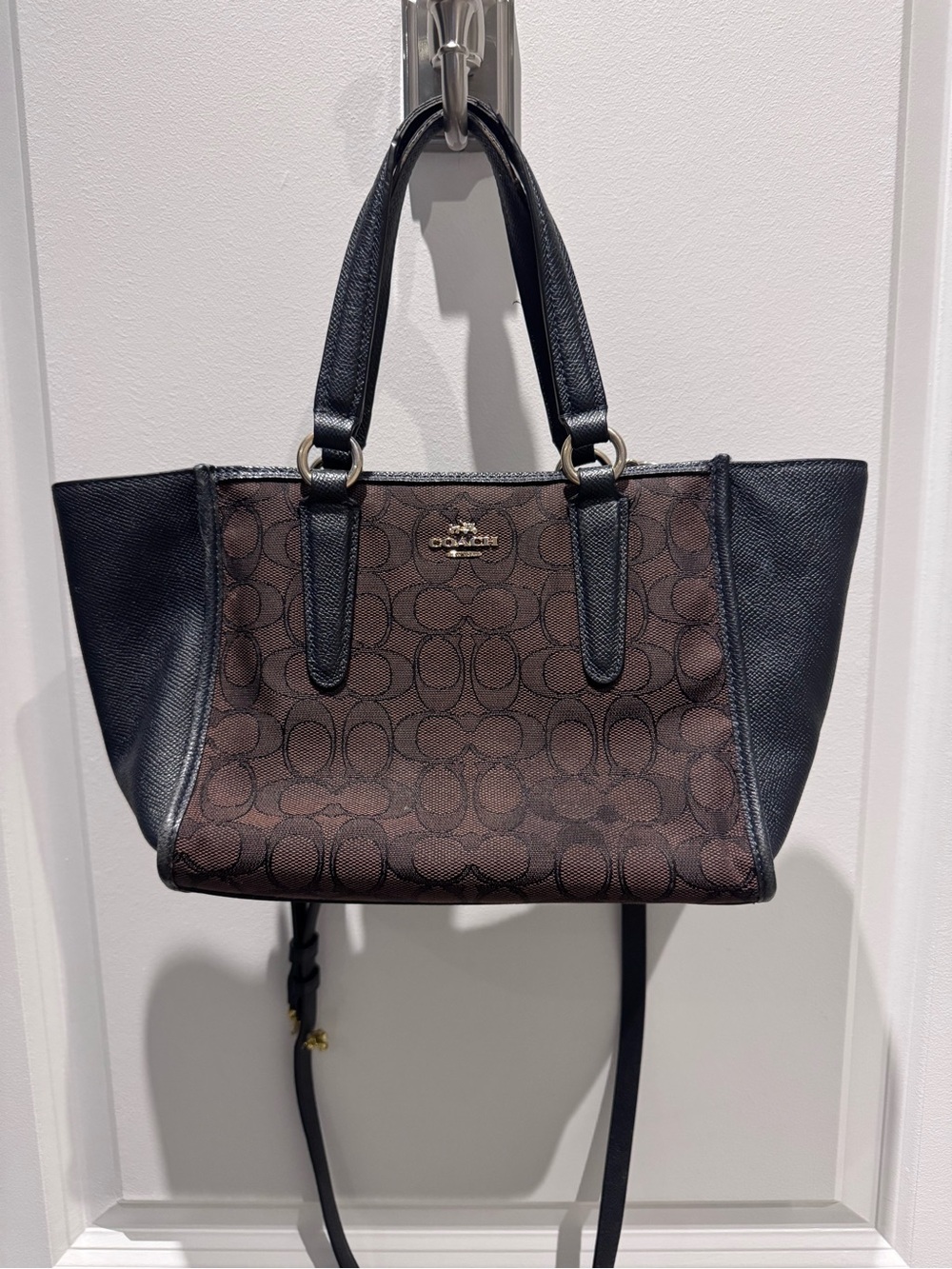 Coach Crosby Carry-all Brown and Black Logo Canvas Tote with Leather Trim